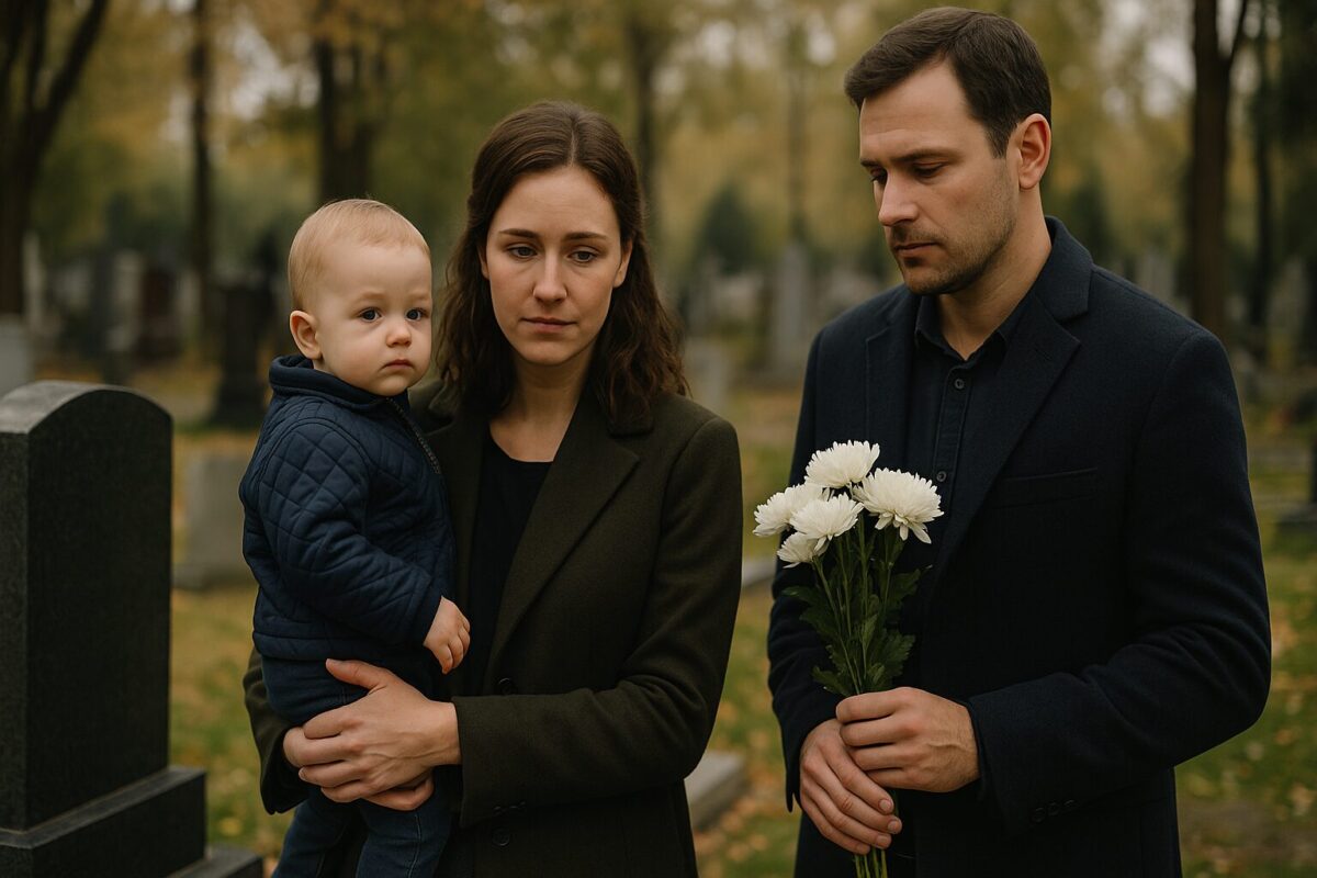 Женщина с ребенком и мужчина на кладбище - сцена встречи из рассказа о суррогатном материнстве