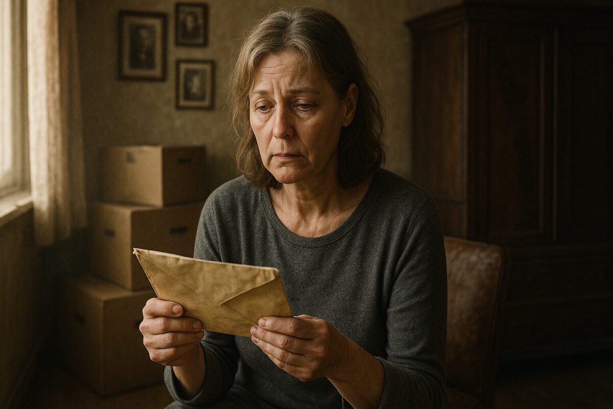 Женщина средних лет после похорон читает тайное письмо свекрови, в котором раскрывается правда об убийстве
