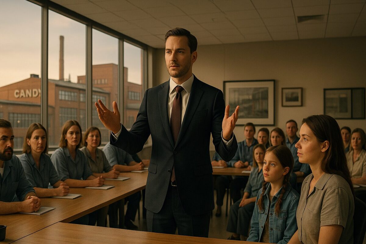 Владелец фабрики раскрывает свою личность на собрании: миллионер, который работал дворником, объявляет о переменах и повышении сотрудников