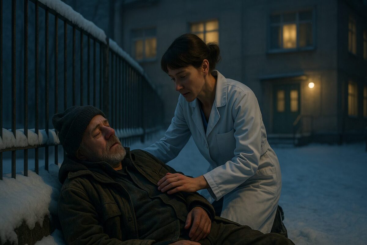 Санитарка спасает незнакомца зимой у больницы — история любви и доброты