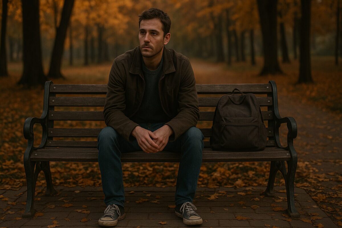 Мужчина на лавочке осеннего парка, тайна личности, предвзятость и спасение, начало истории.