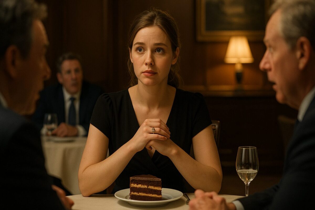 евушка с кольцом на встрече с неизвестными родственниками в ресторане