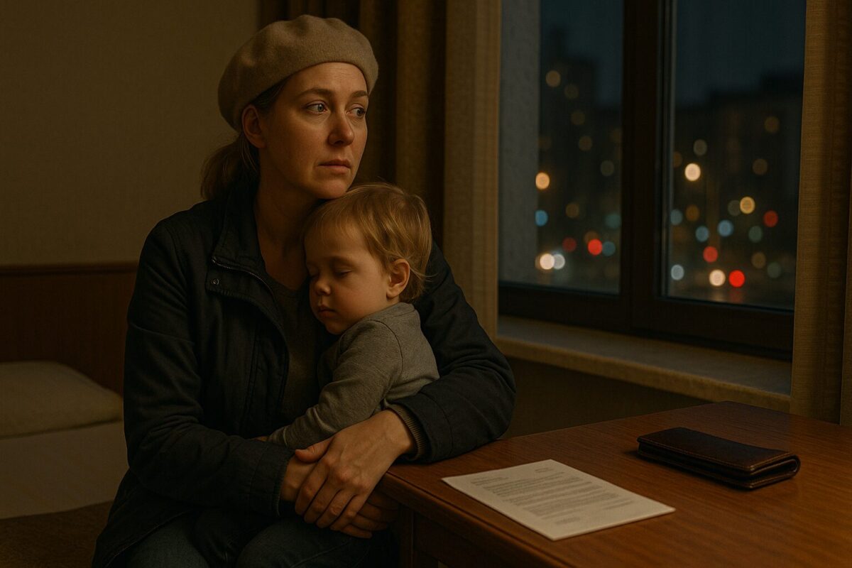 Молодая мать с ребёнком держит найденный кошелёк - история о семейном предательстве и новой надежде