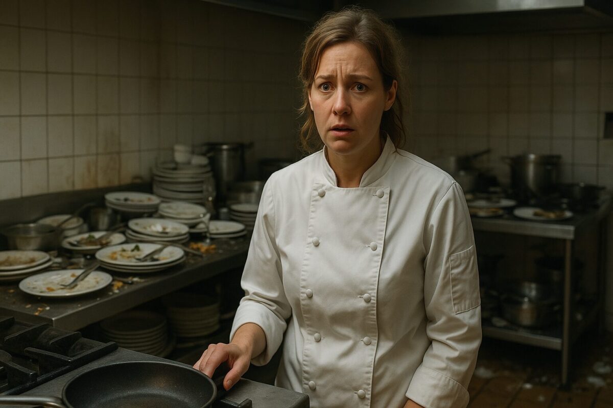 Несправедливое обвинение шеф-повара — женщина в кителе на кухне ресторана