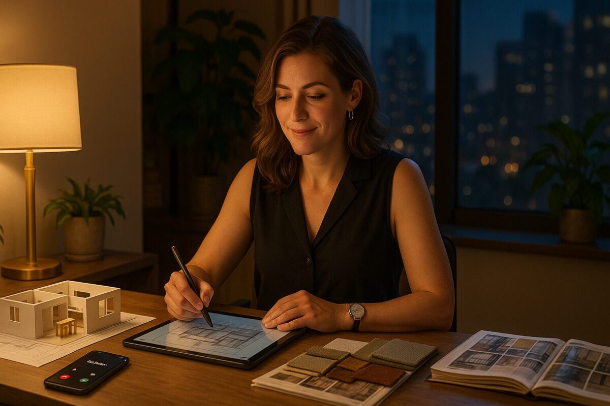 Успешная молодая женщина-дизайнер в своей студии