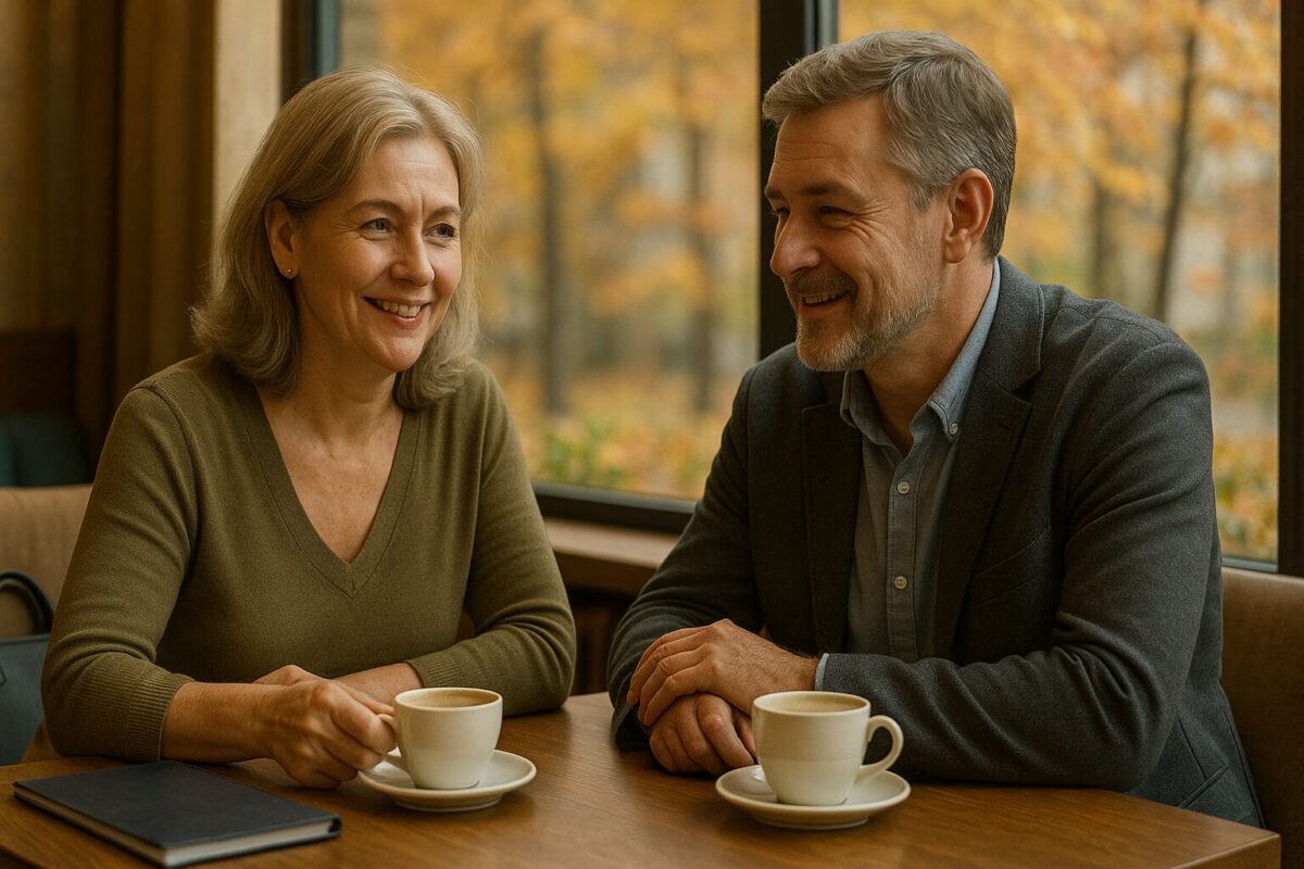Женщина и мужчина в кафе: разговор, полный надежды