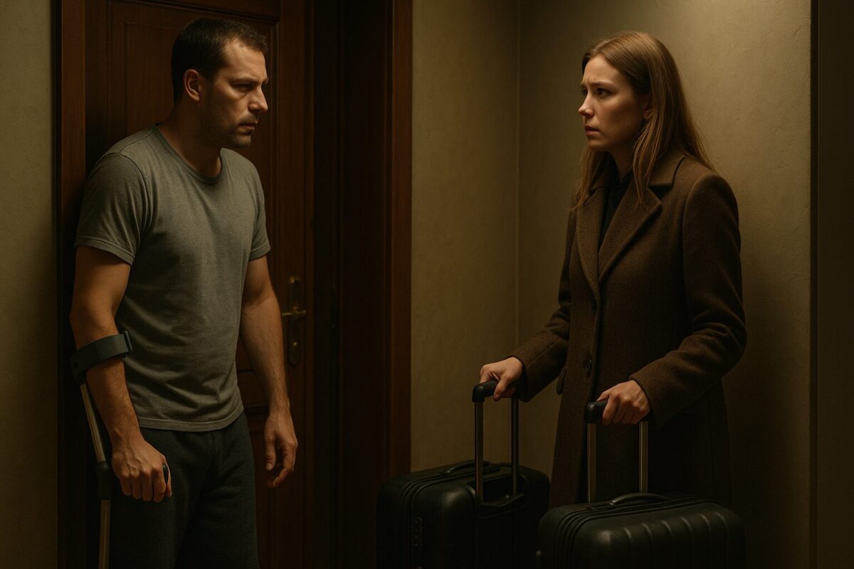 Антон закрывает дверь перед бывшей женой — момент окончательного расставания.