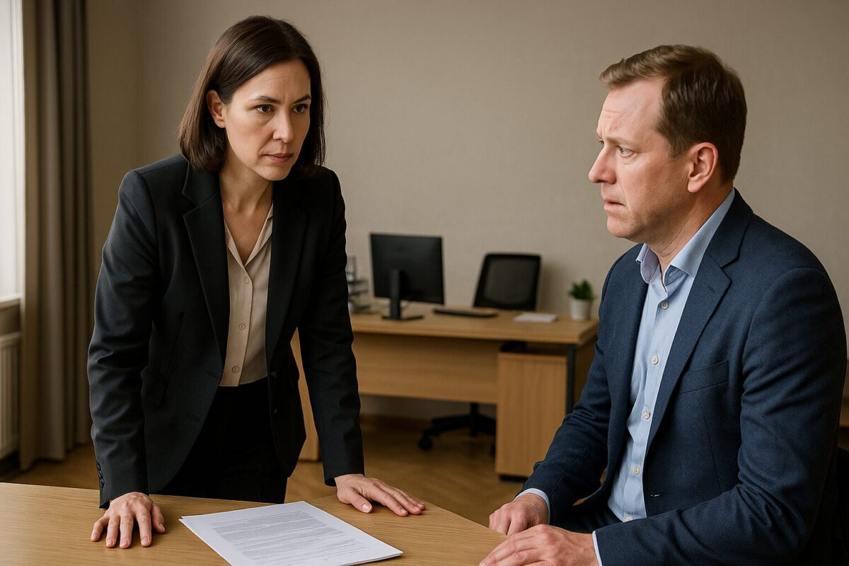 Жена против мужа — женщина в офисе объясняет мужчине правду о бизнесе