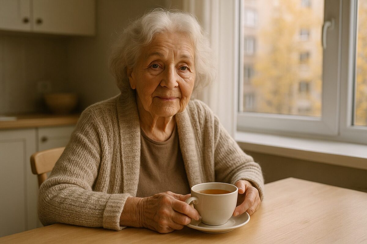 Пожилая женщина на кухне, символ стойкости и справедливости