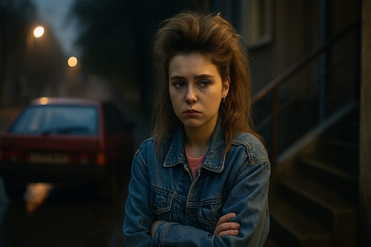 Подросток из 90-х ночью у подъезда рядом с вишнёвой «девяткой».