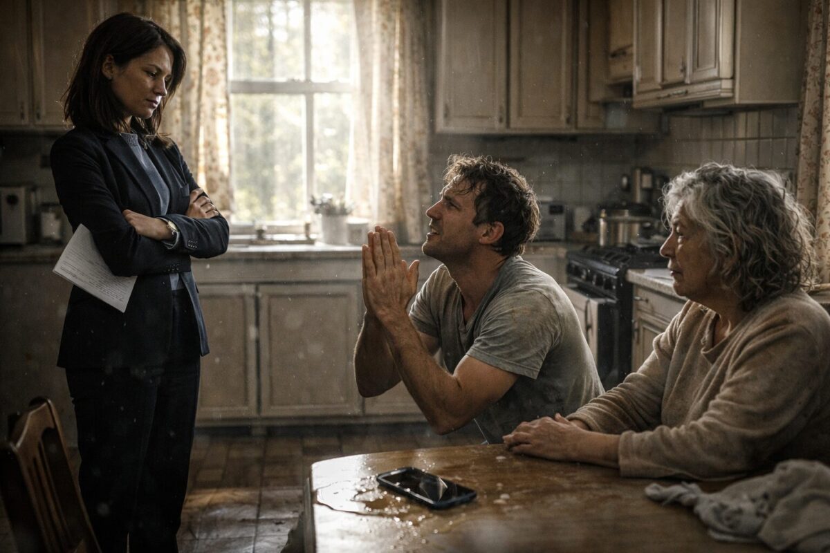 Жена с распечаткой транзакций выгоняет мужа-игромана и свекровь из квартиры на кухне