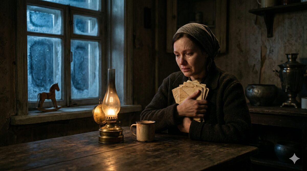 Женщина перечитывает фронтовые письма мужа при свете лампы — трогательный рассказ о любви