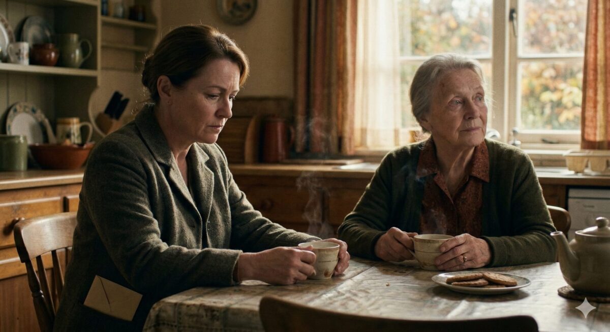 Мать и дочь пьют чай на кухне — момент хрупкого сближения.