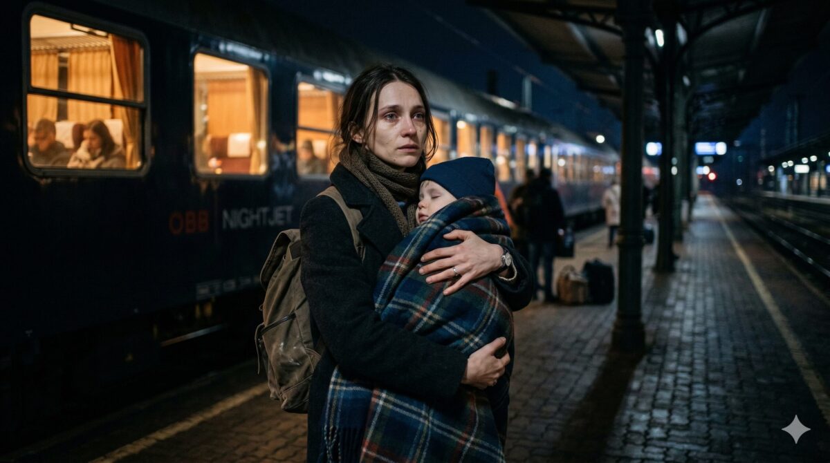 Молодая мать с дочерью на руках уходит — жизненная история о силе и материнском долге