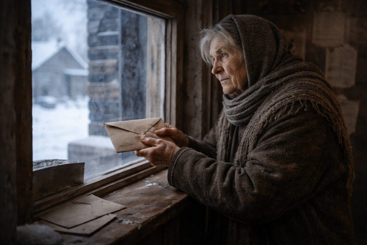 Пожилая женщина отправляет письмо на фронт — семейный конфликт военных лет