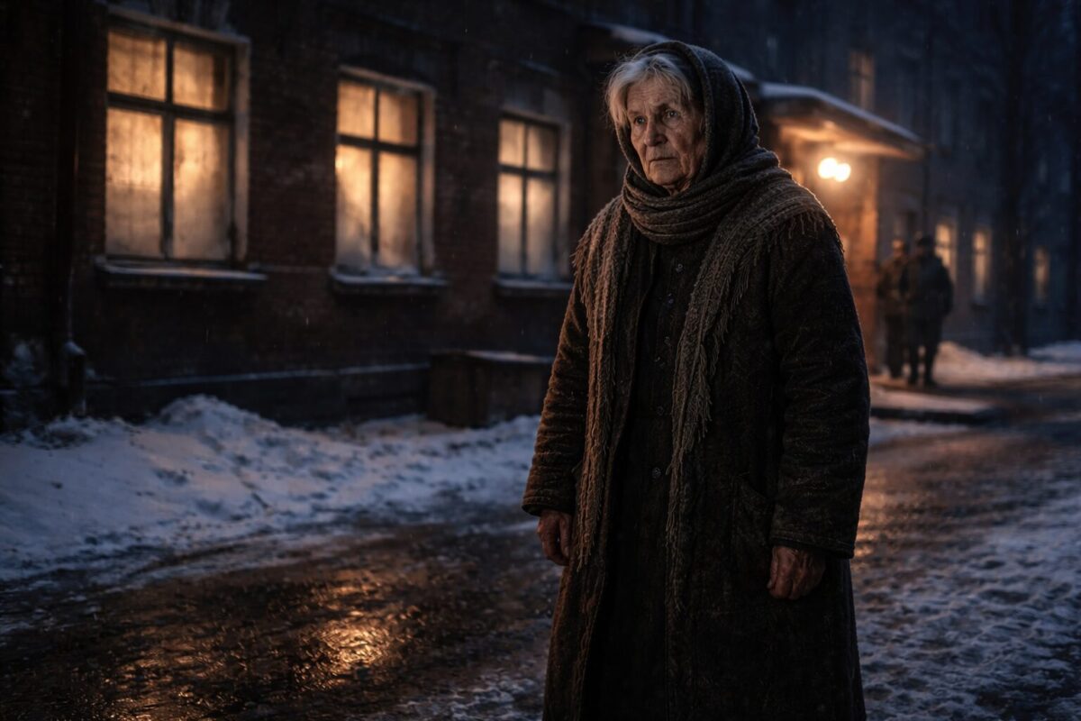 Пожилая женщина у военного госпиталя, семейная драма, боль и разрыв с дочерью