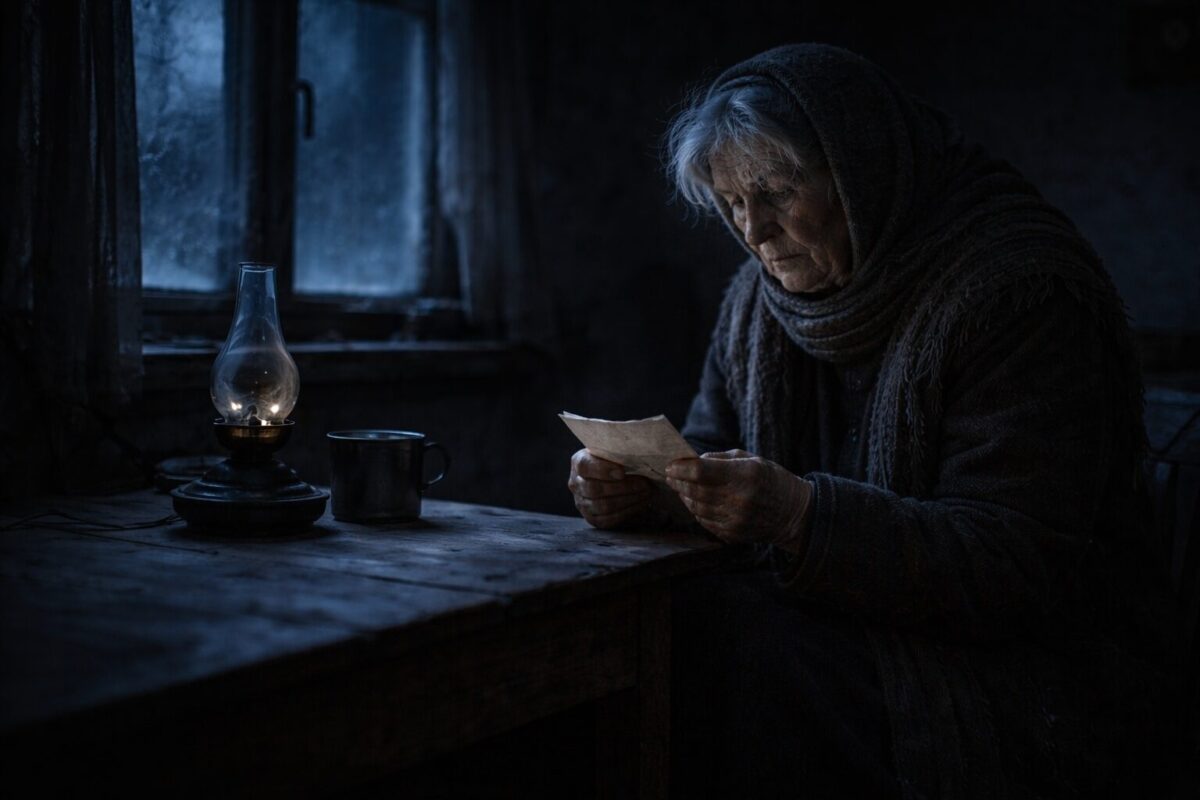 Пожилая женщина с письмом в темноте — семейная драма и чувство вины