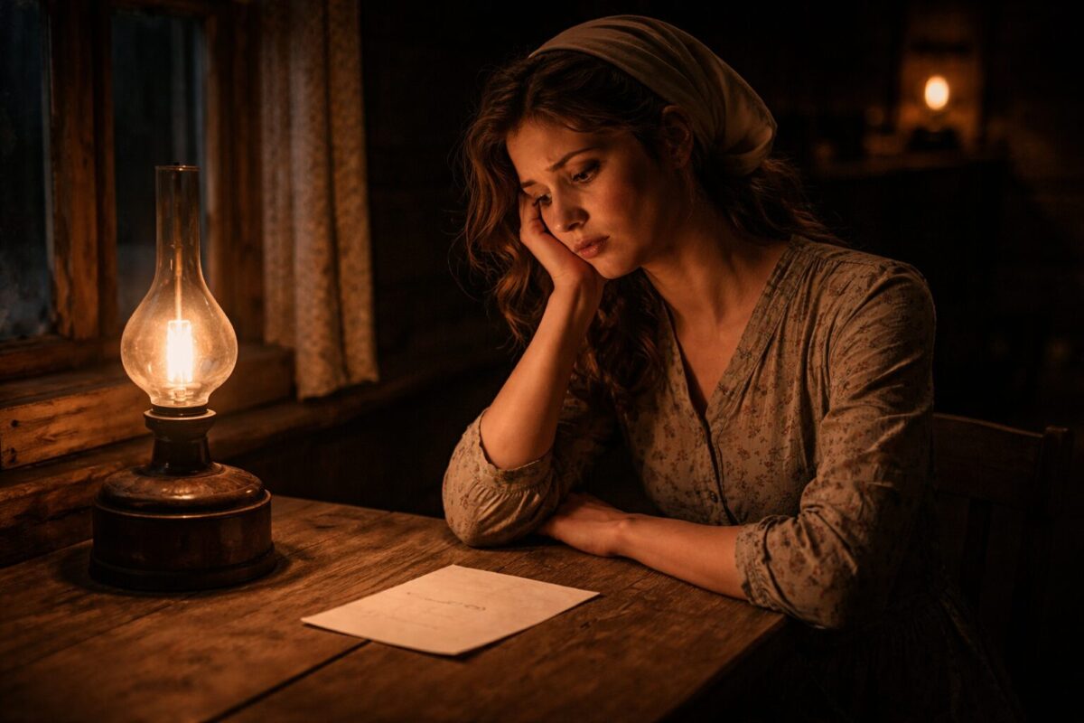 Женщина ночью у стола с листом бумаги — трогательная история о любви и выборе в годы войны