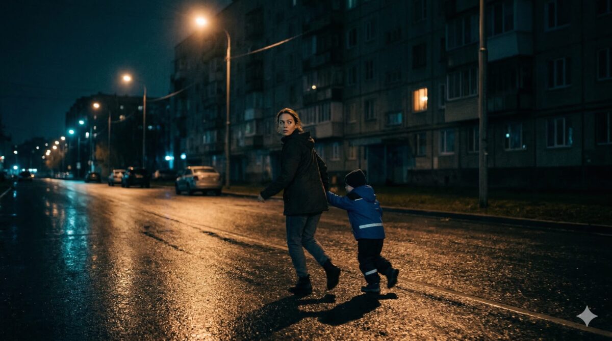 Женщина с ребёнком на ночной улице под дождём — семейная драма о манипуляции и материнстве