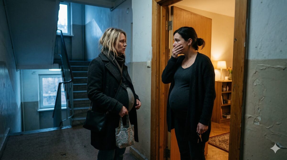 Две беременные женщины у двери квартиры, измена мужа рассказ