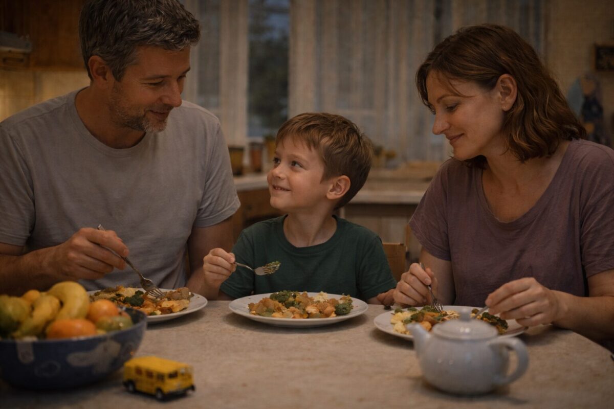 Семья за кухонным столом