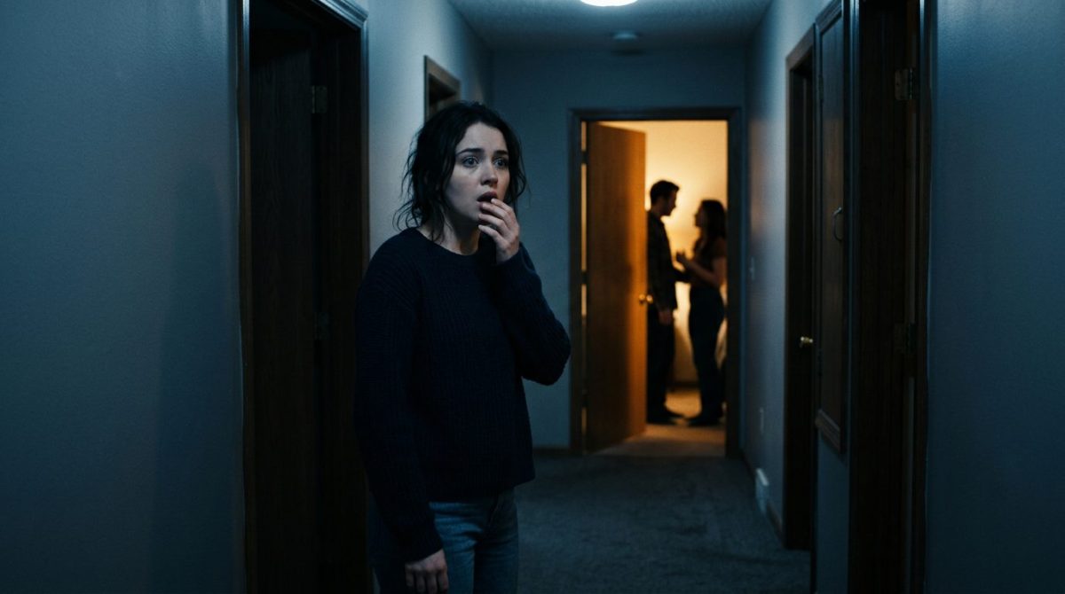 Женщина у двери слышит предательство подруги рассказ, момент шока и разоблачения