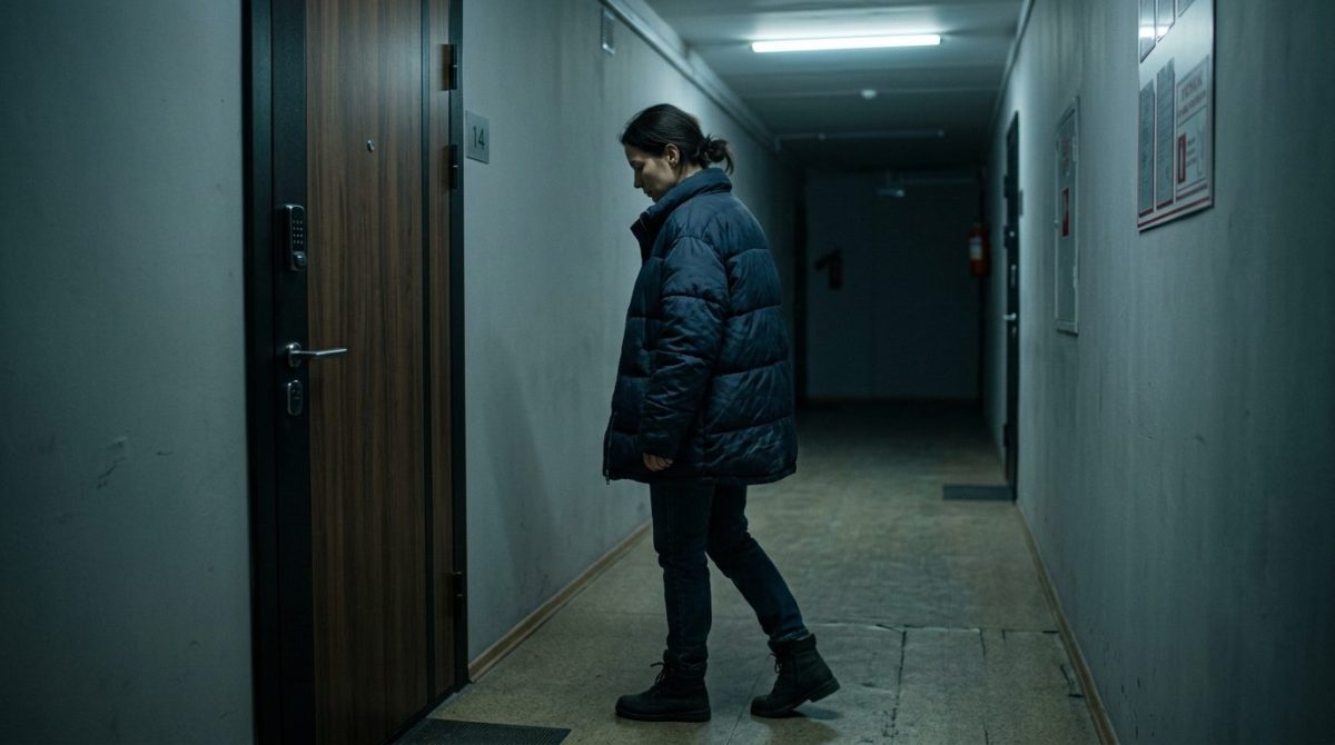 Грустная женщина уходит от двери квартиры брата. Семейная драма о жестоком предательстве и расплате.