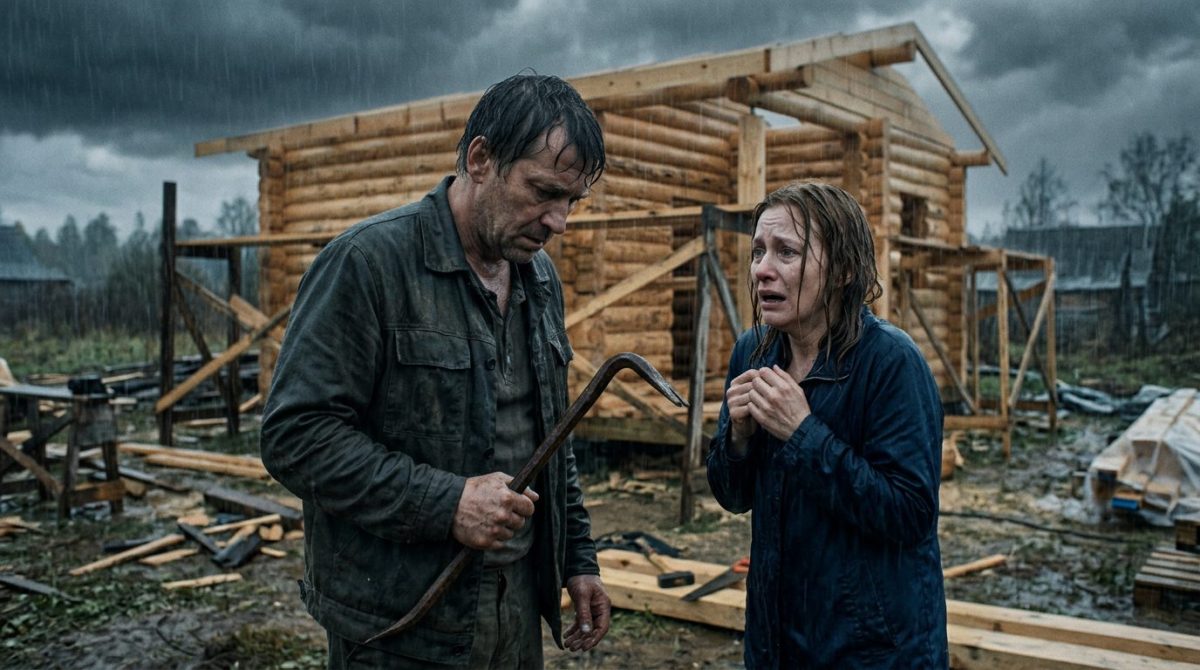 Игорь с монтировкой и потрясённая Лена — кульминационный момент драмы