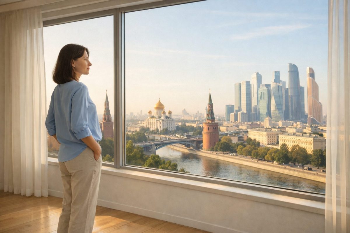 Анна смотрит в окно своей пустой квартиры — момент принятия решения и начала новой жизни