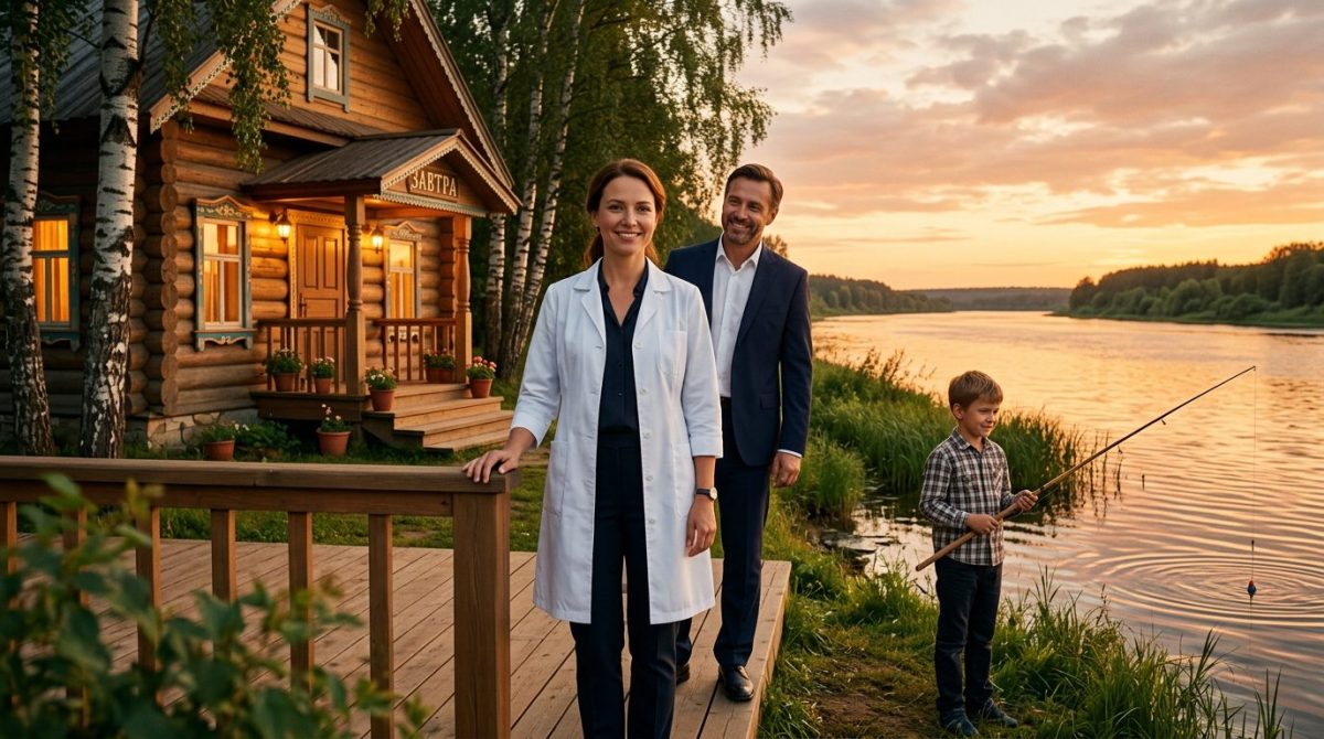 Аня с сыном и Максимом у обновлённого дома в Заболотье — символ новой жизни и надежды