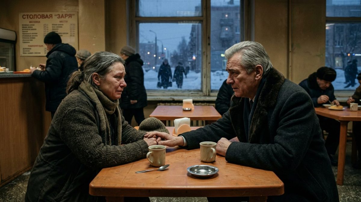 Встреча богатого мужчины и уставшей женщины в бедном кафе, тяжелая семейная драма и искупление.