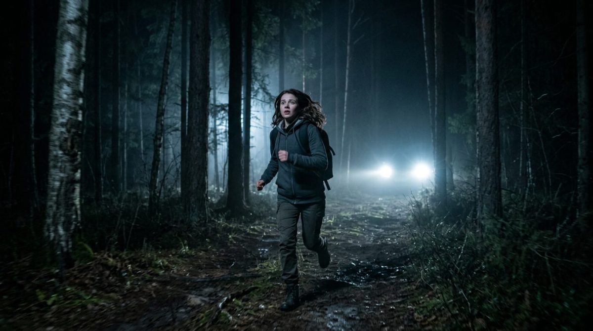 Испуганная девушка убегает от опасности по ночной дороге. Напряженная семейная драма со счастливым концом.