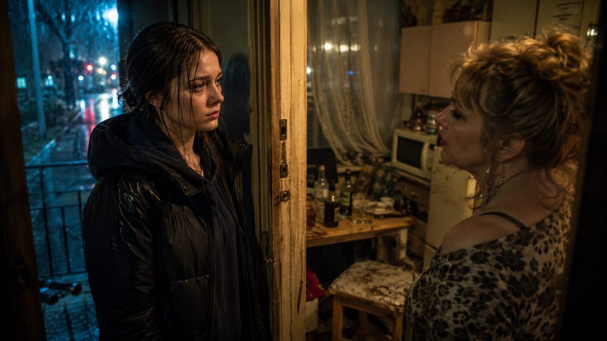 Девушка смотрит на родную мать в квартире — семейная драма о предательстве